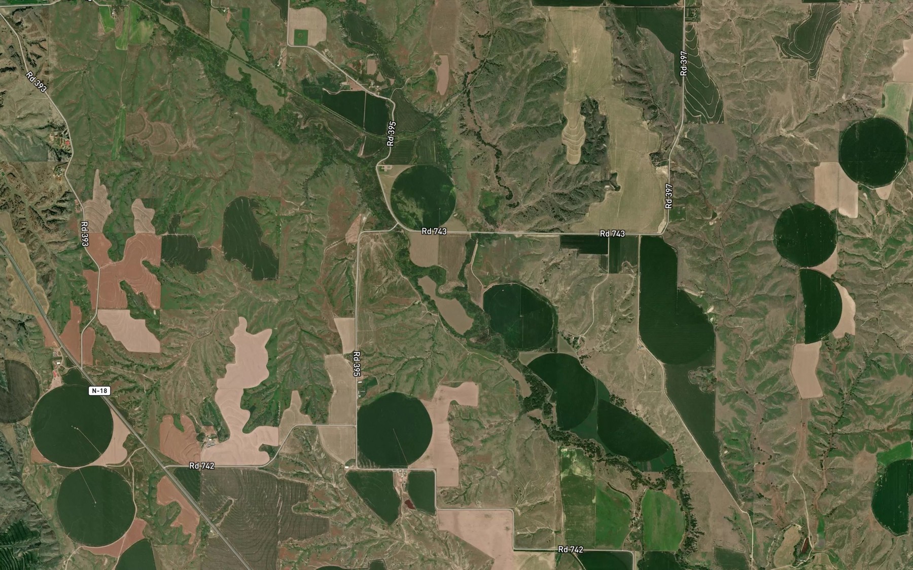 Satellite map of the Dry Creek