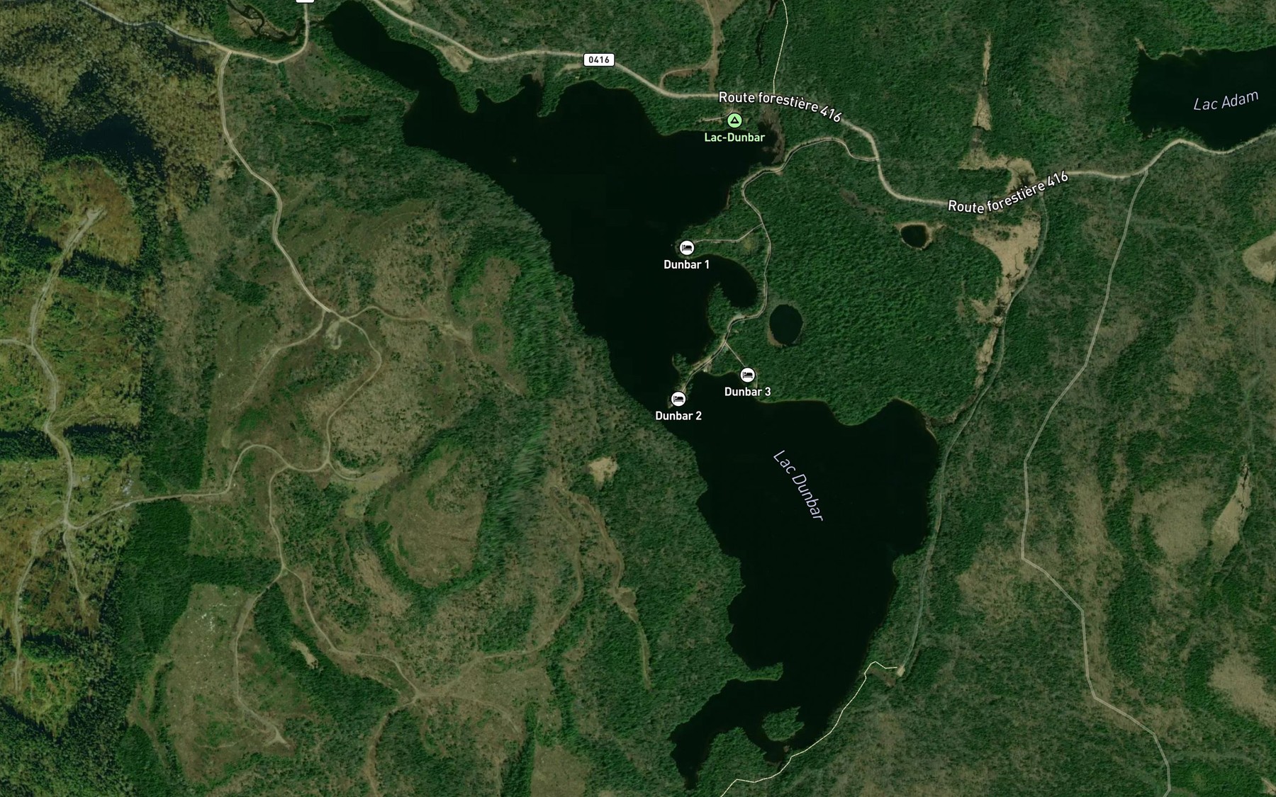 Satellite map of the Lac Dunbar