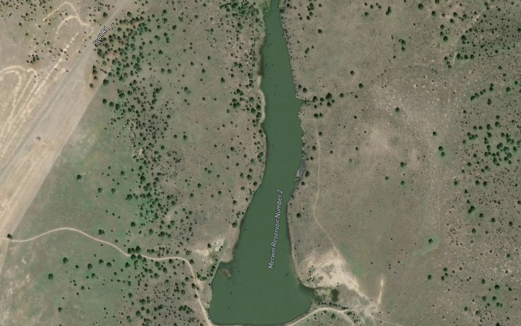 Satellite map of the Merwin Reservoir Number 2