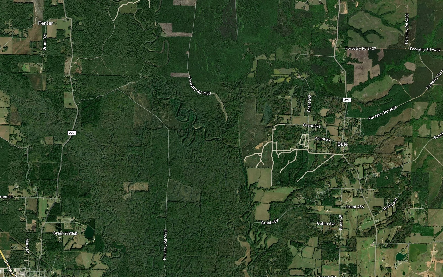 Satellite map of the Mud Creek