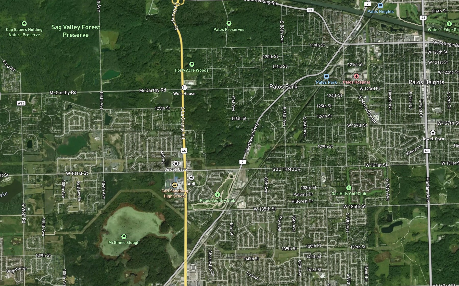 Satellite map of the Groundhog Slough