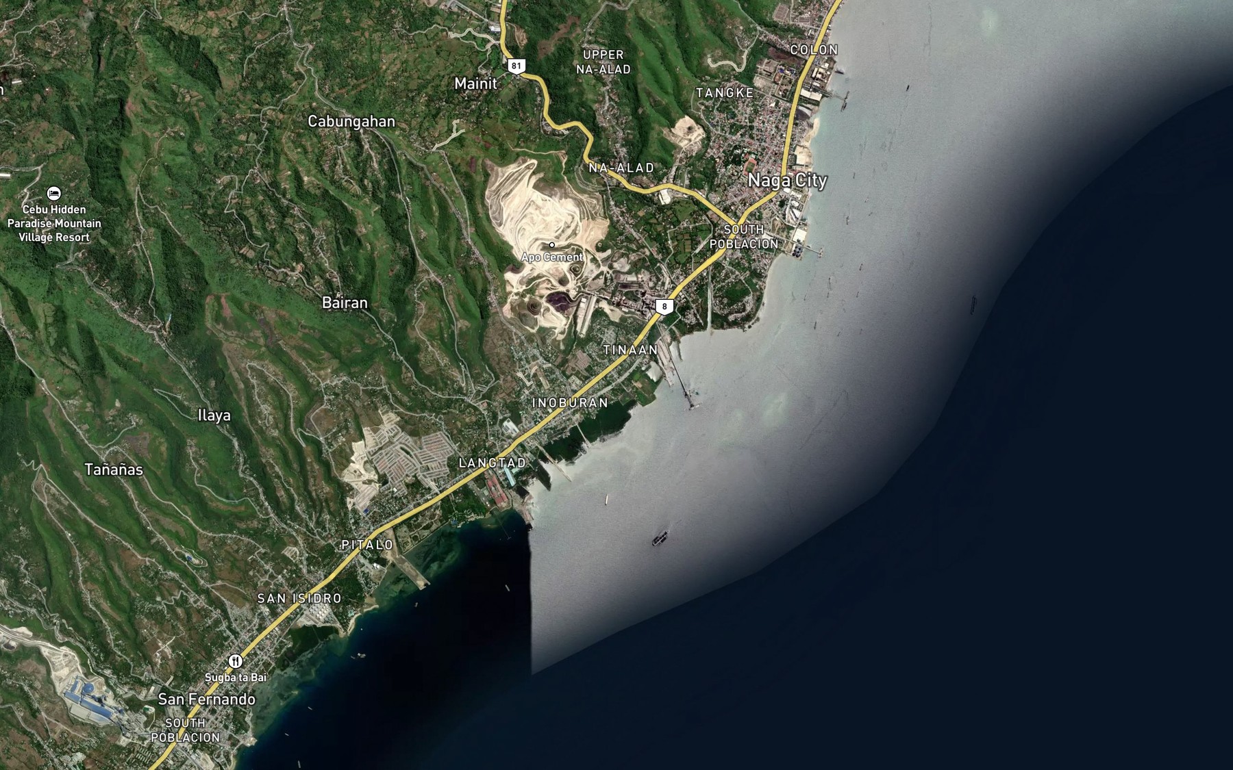 Satellite map of the Logot River