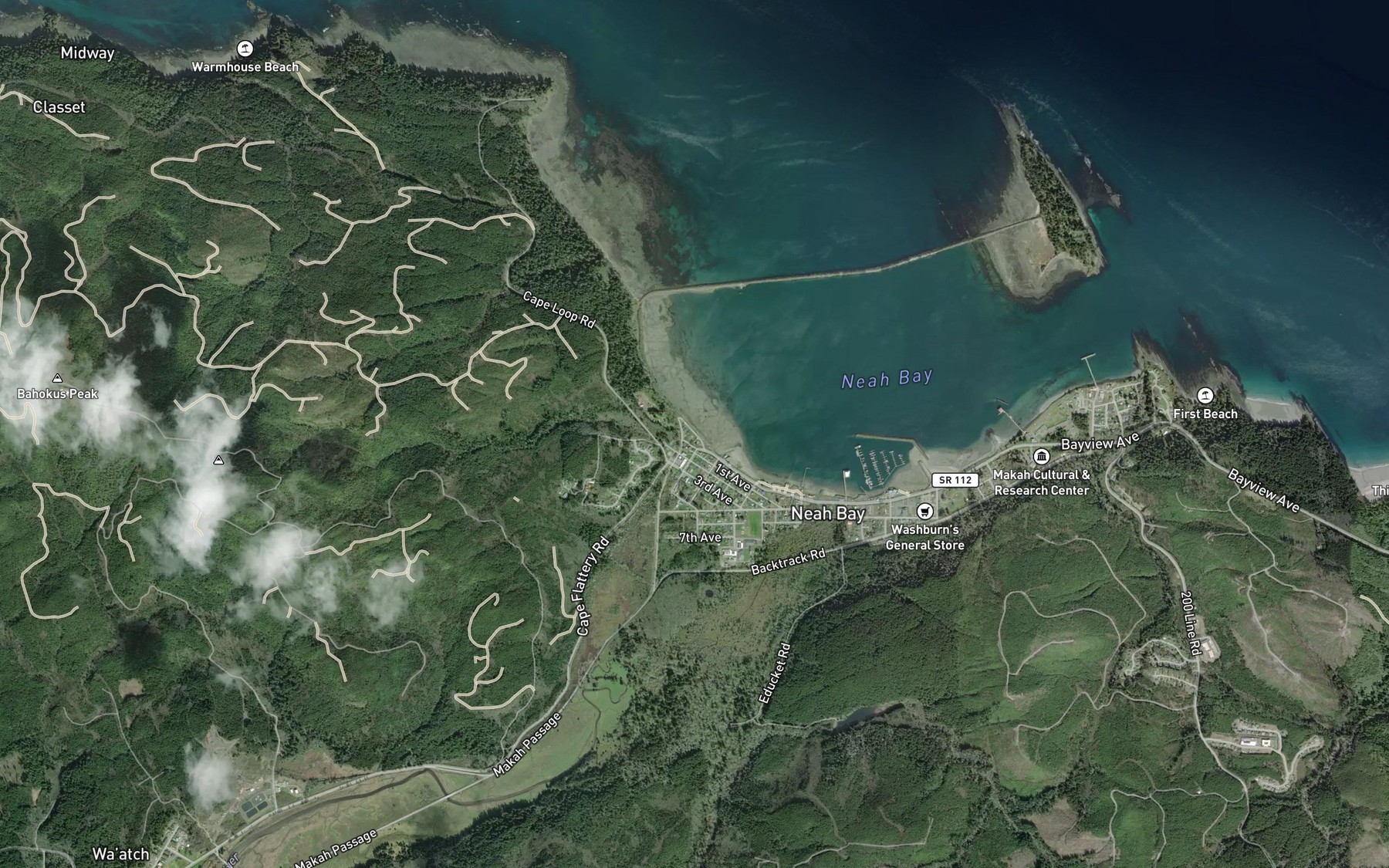 Satellite map of the Village Creek