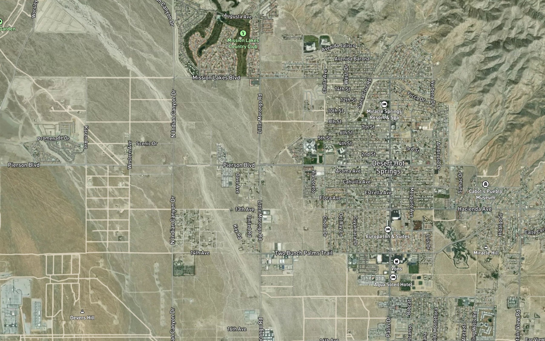 Satellite map of the Big Morongo Wash
