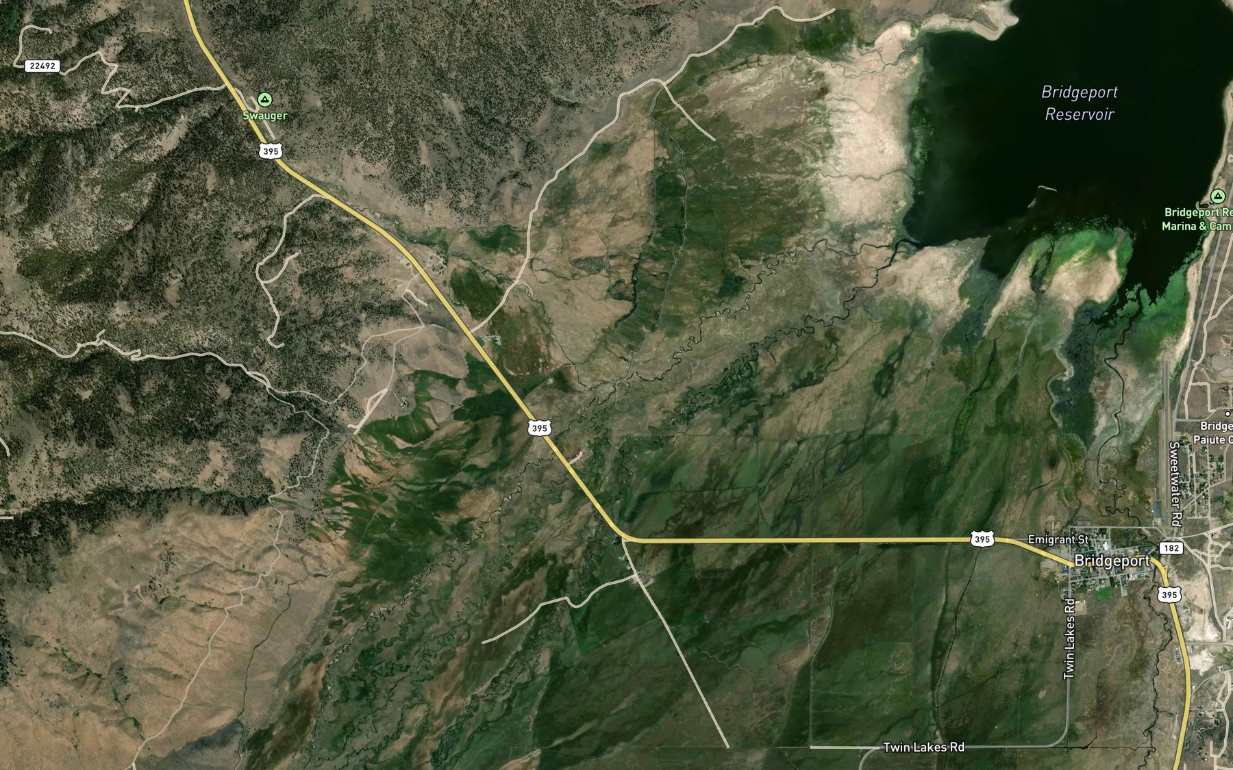 Satellite map of the Swauger Creek