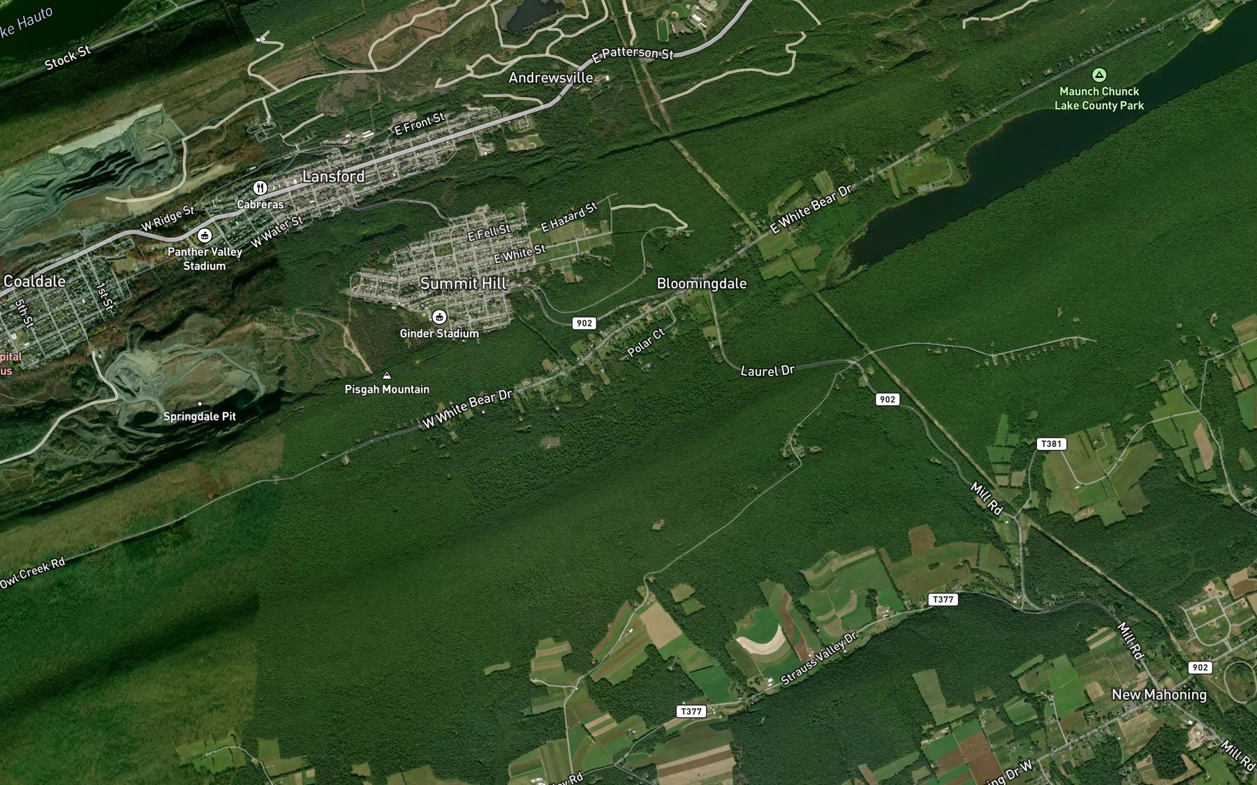 Satellite map of the White Bear Creek