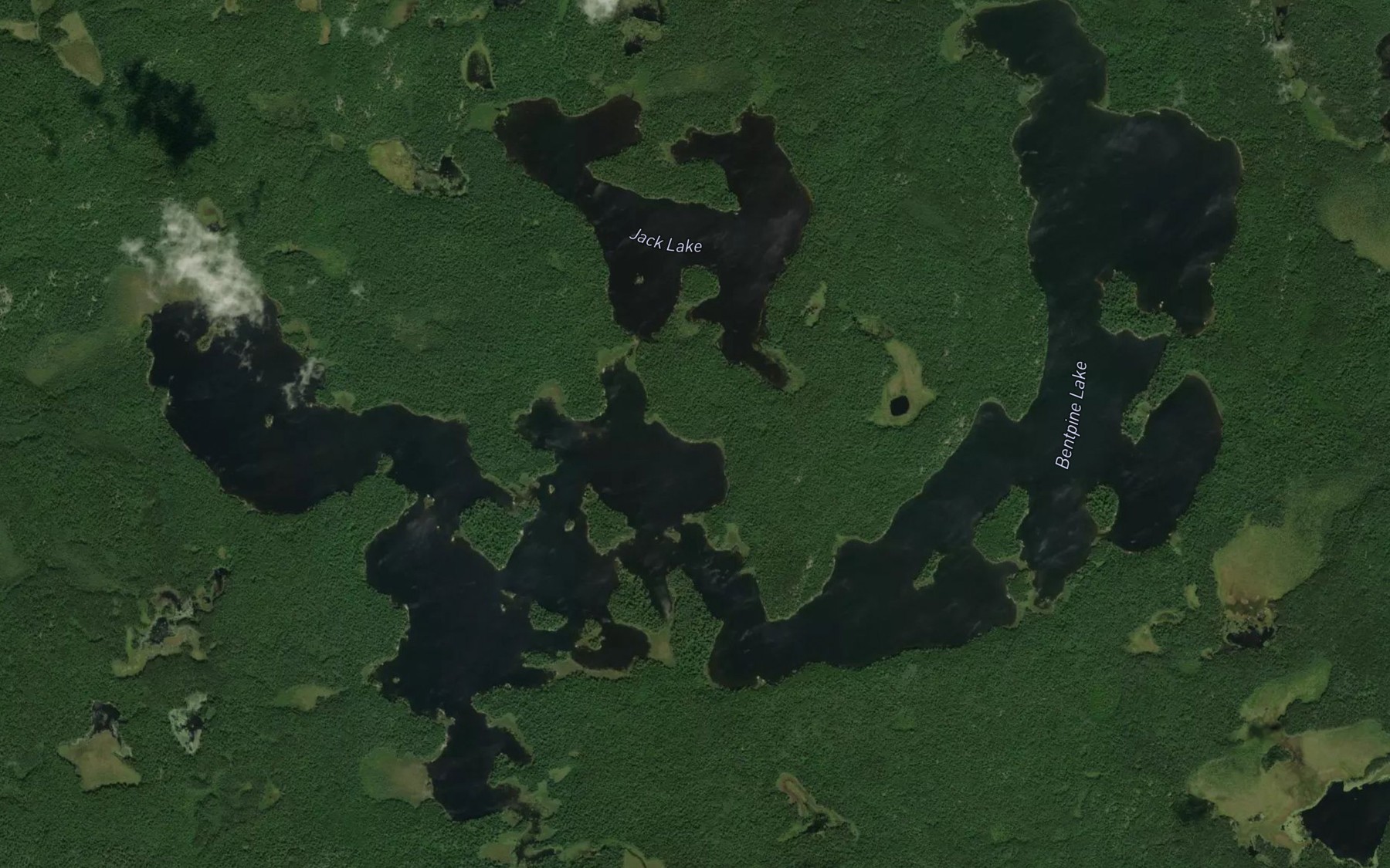 Satellite map of the Bentpine Lake