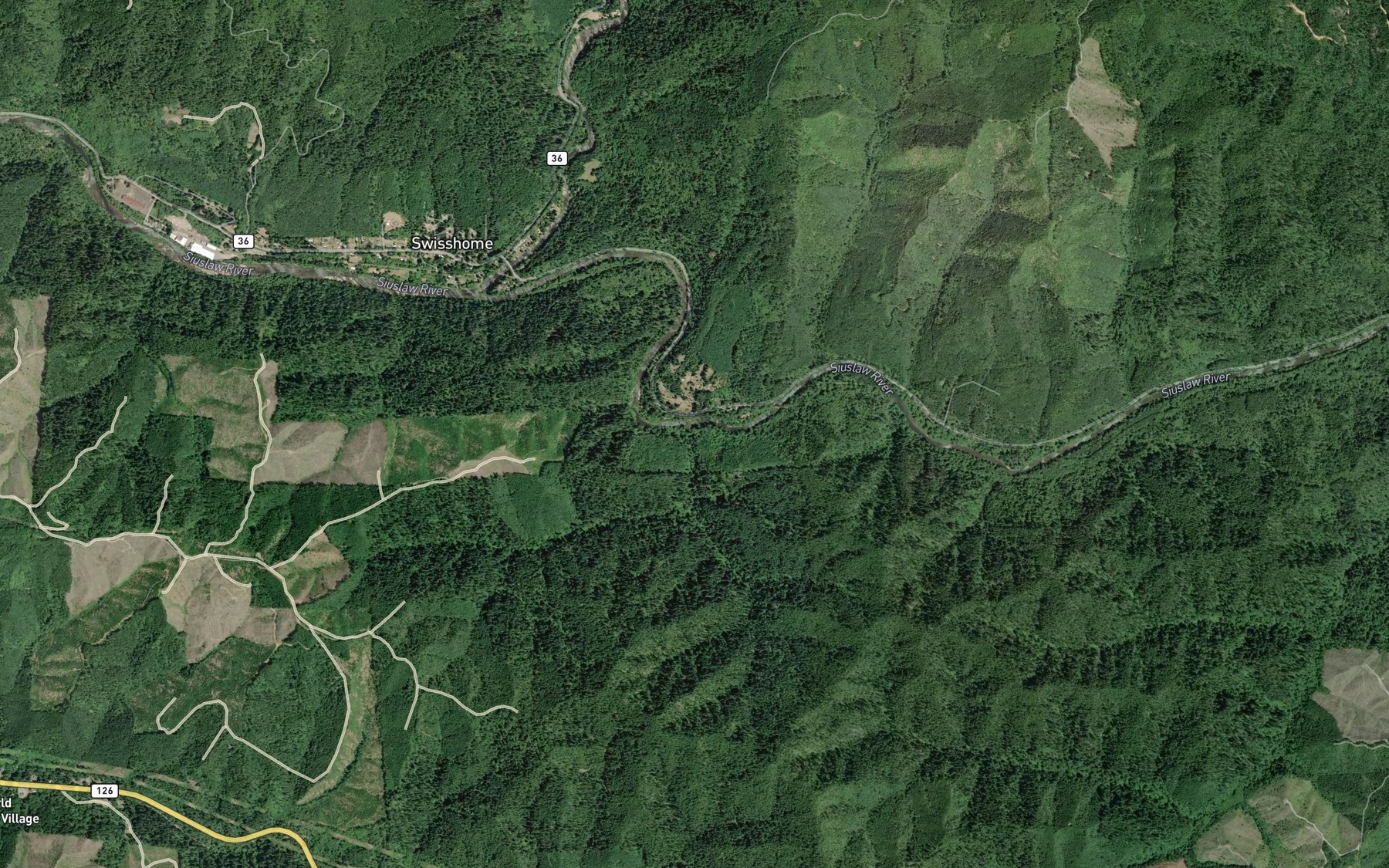 Satellite map of the Brush Creek