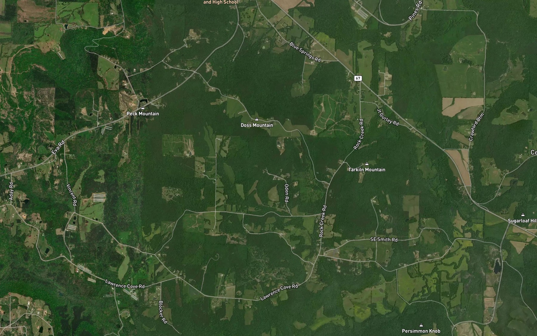 Satellite map of the Greasy Cove Spring