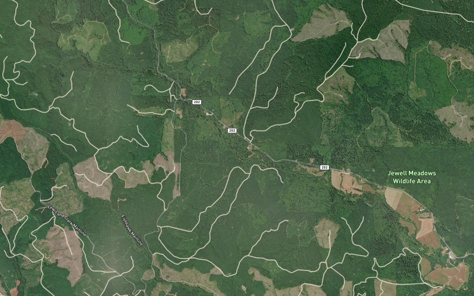Satellite map of the Hamilton Creek