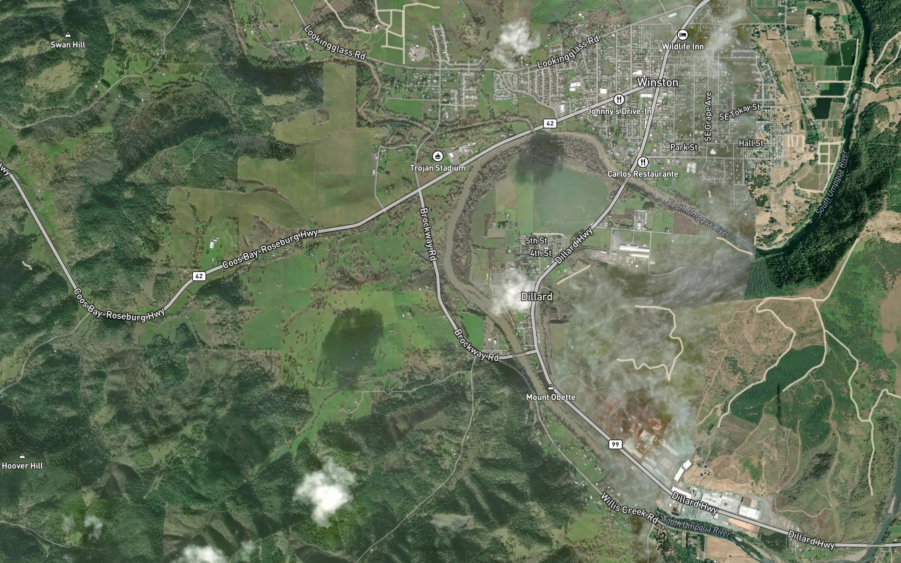 Satellite map of the Kent Creek