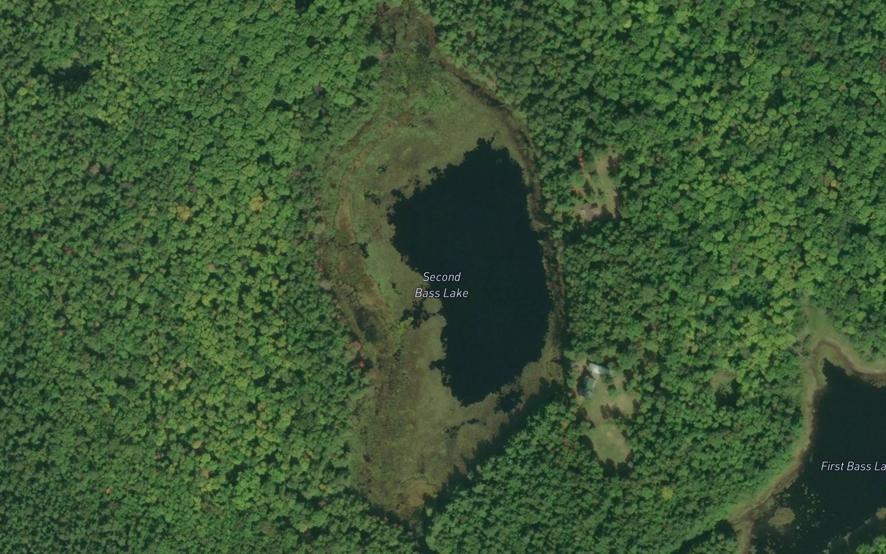 Satellite map of the Second Bass Lake