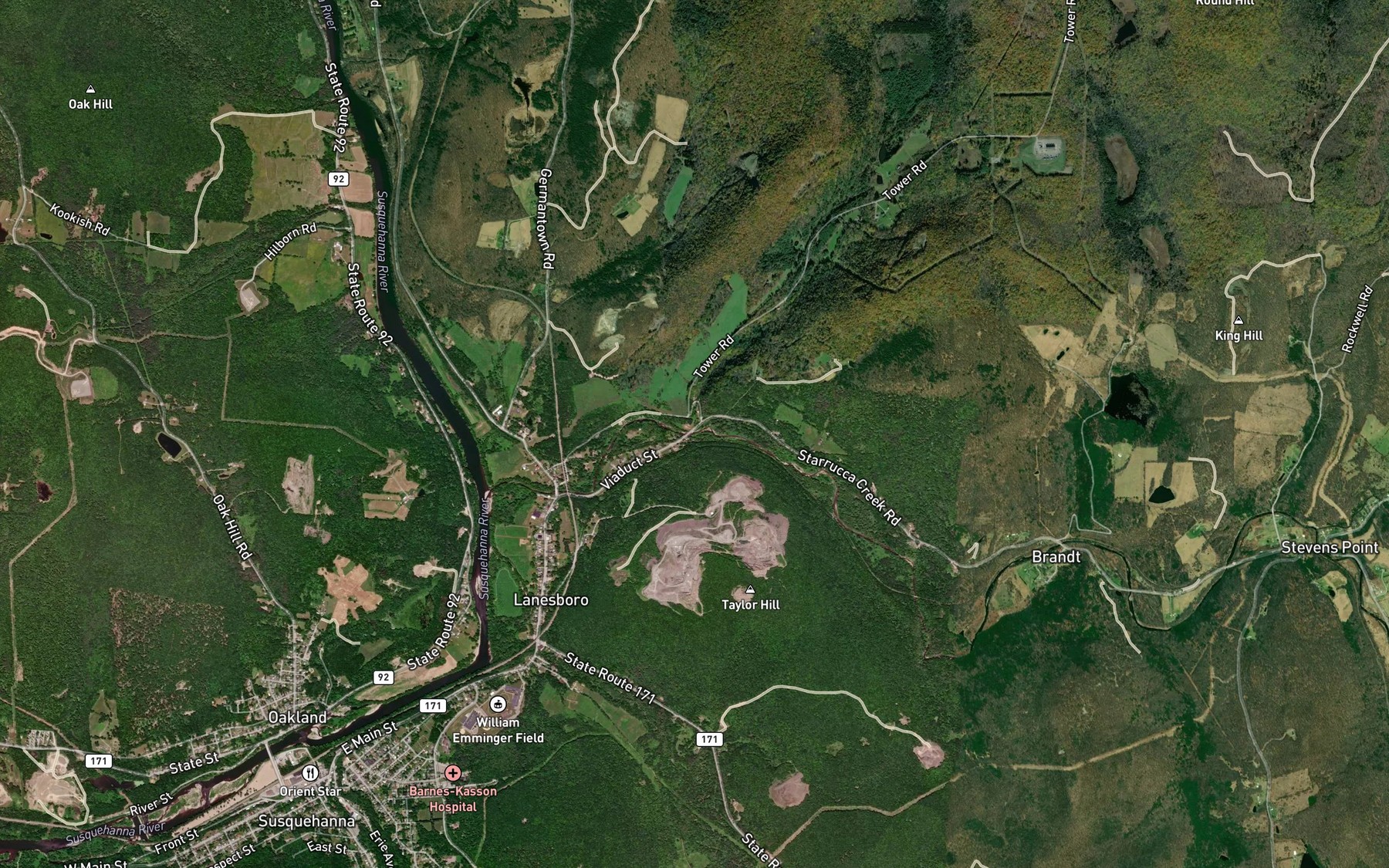 Satellite map of the Pigpen Creek