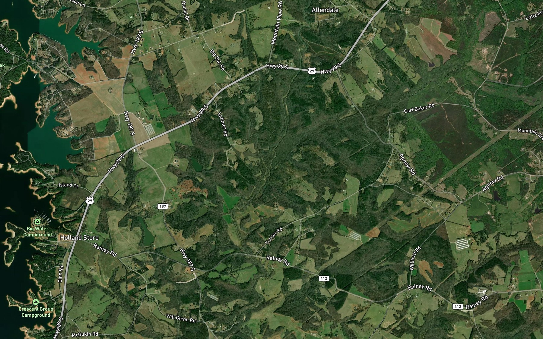 Satellite map of the Mountain Creek