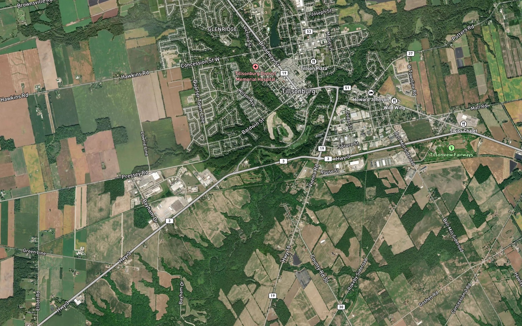 Satellite map of the Swance Drain