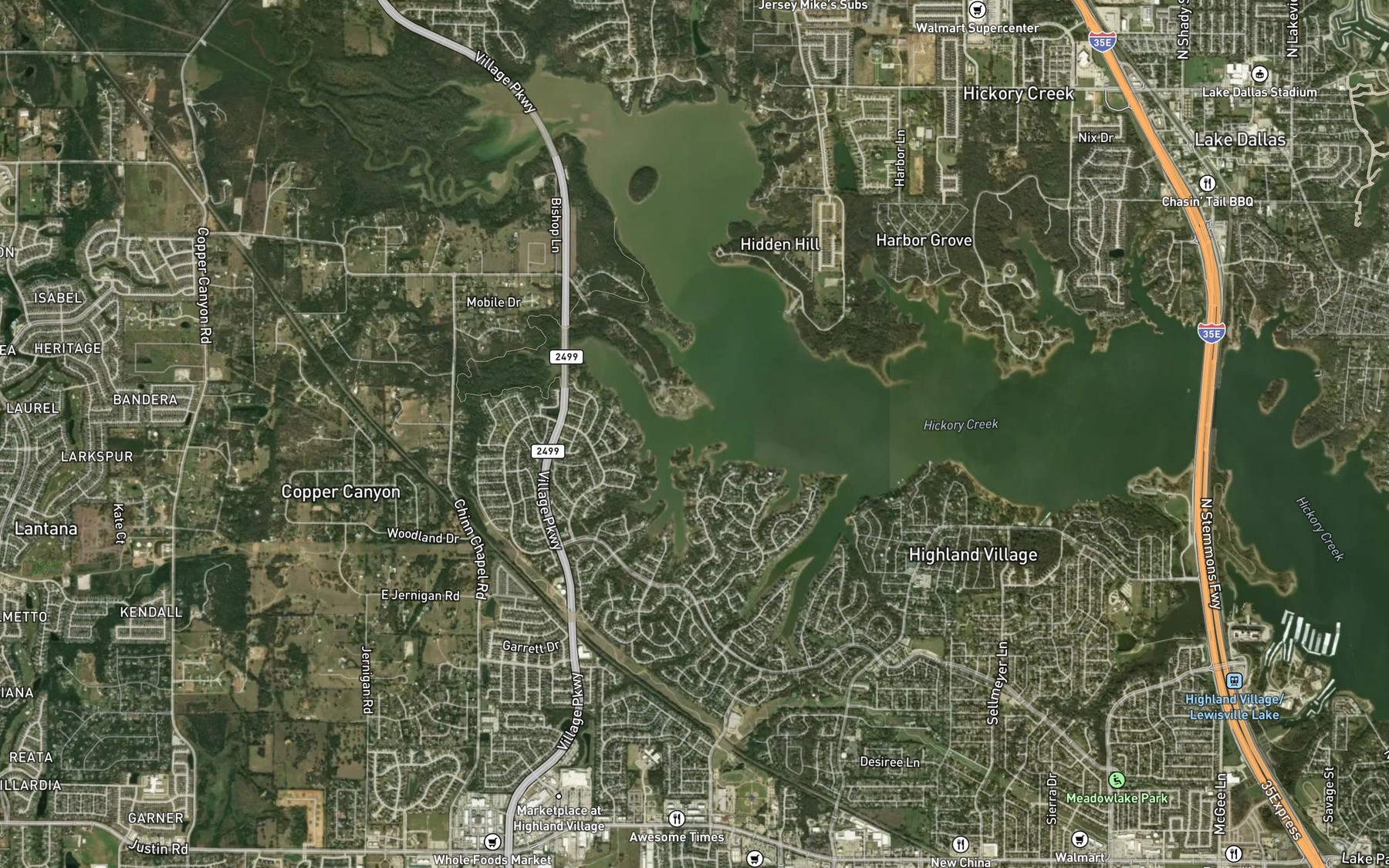 Satellite map of the Poindexter Branch
