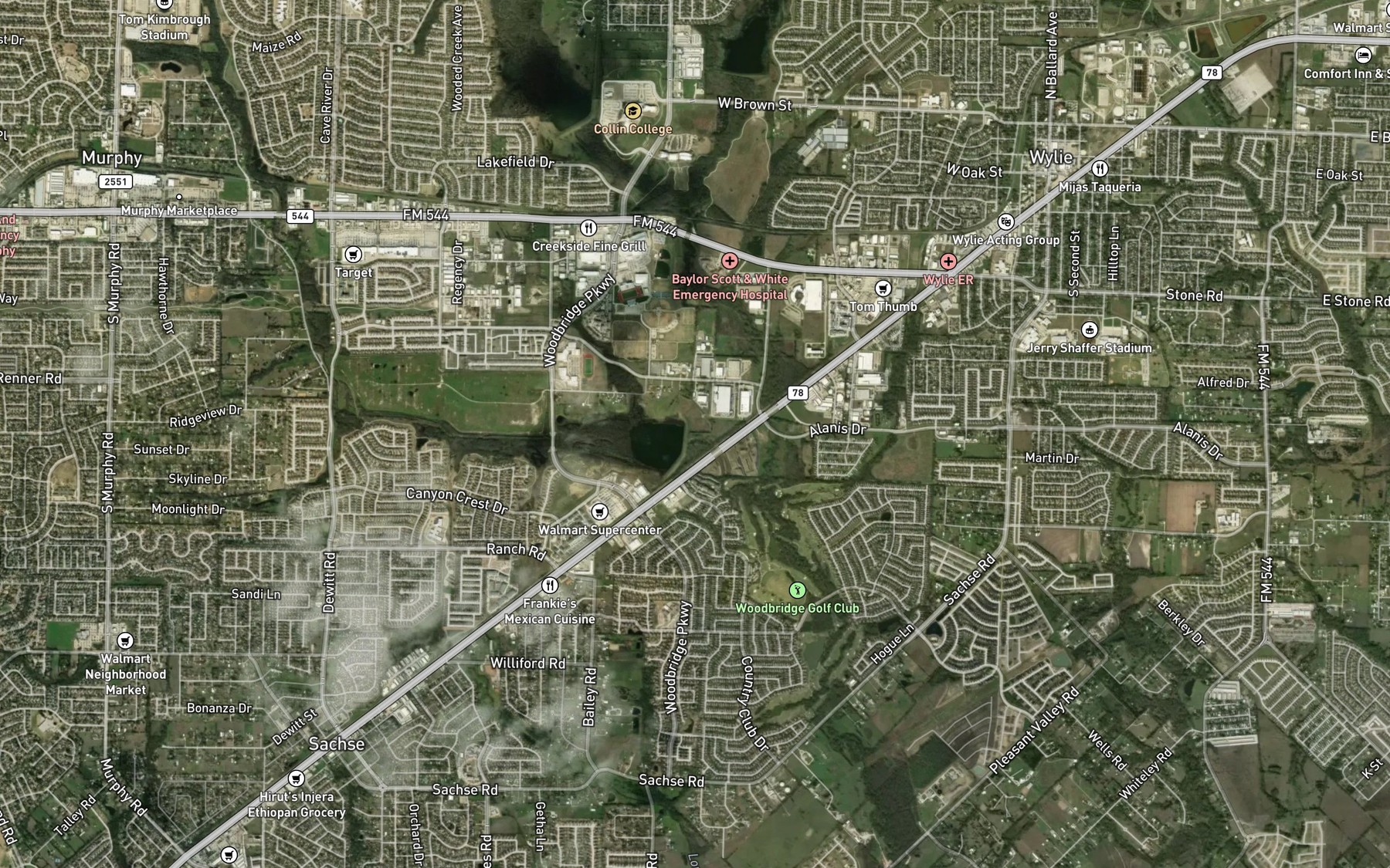Satellite map of the Soil Conservation Service Site 7 Reservoir