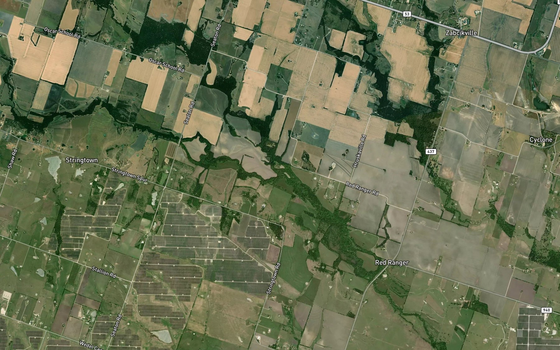 Satellite map of the Little Elm Creek