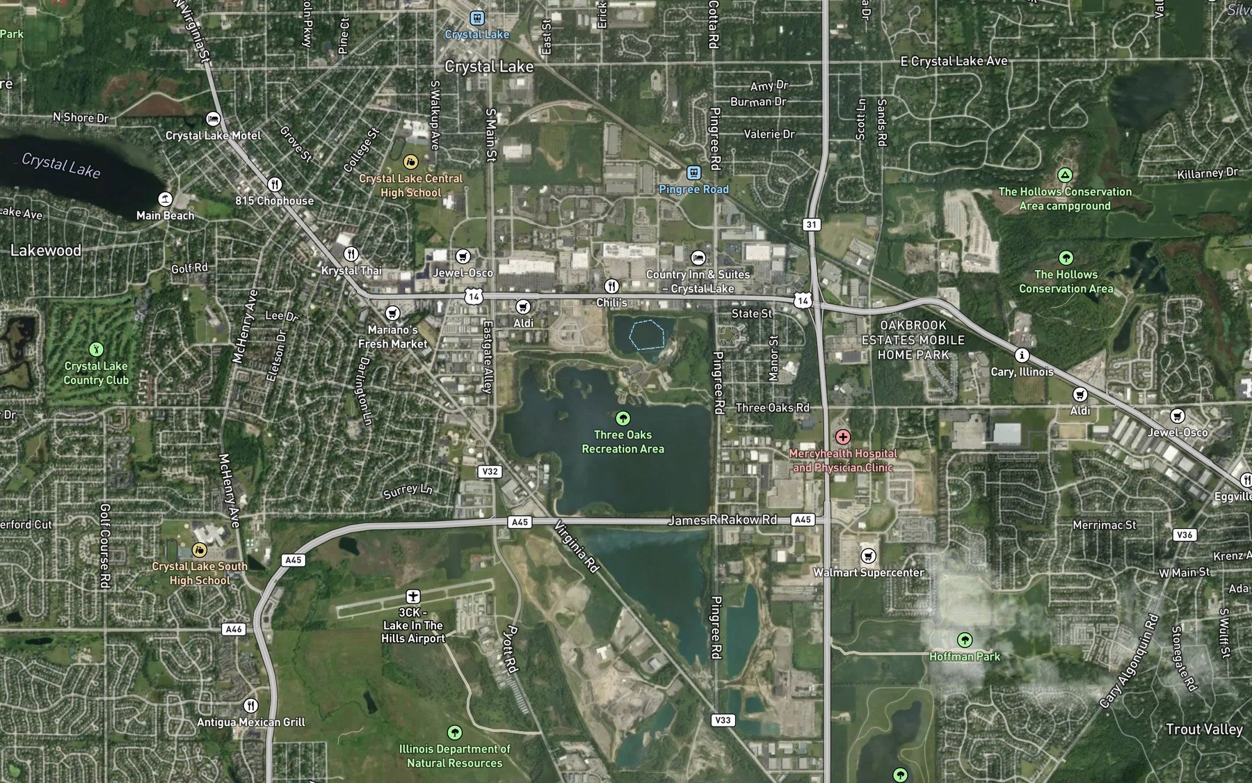 Satellite map of the Picnic Grove Pavilion