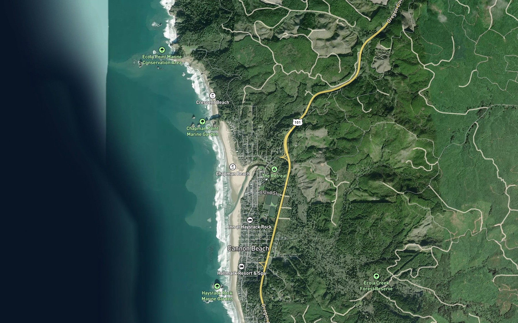 Satellite map of the Logan Creek