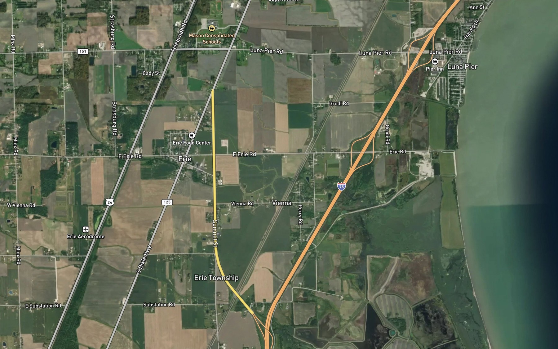 Satellite map of the Yetter Drain