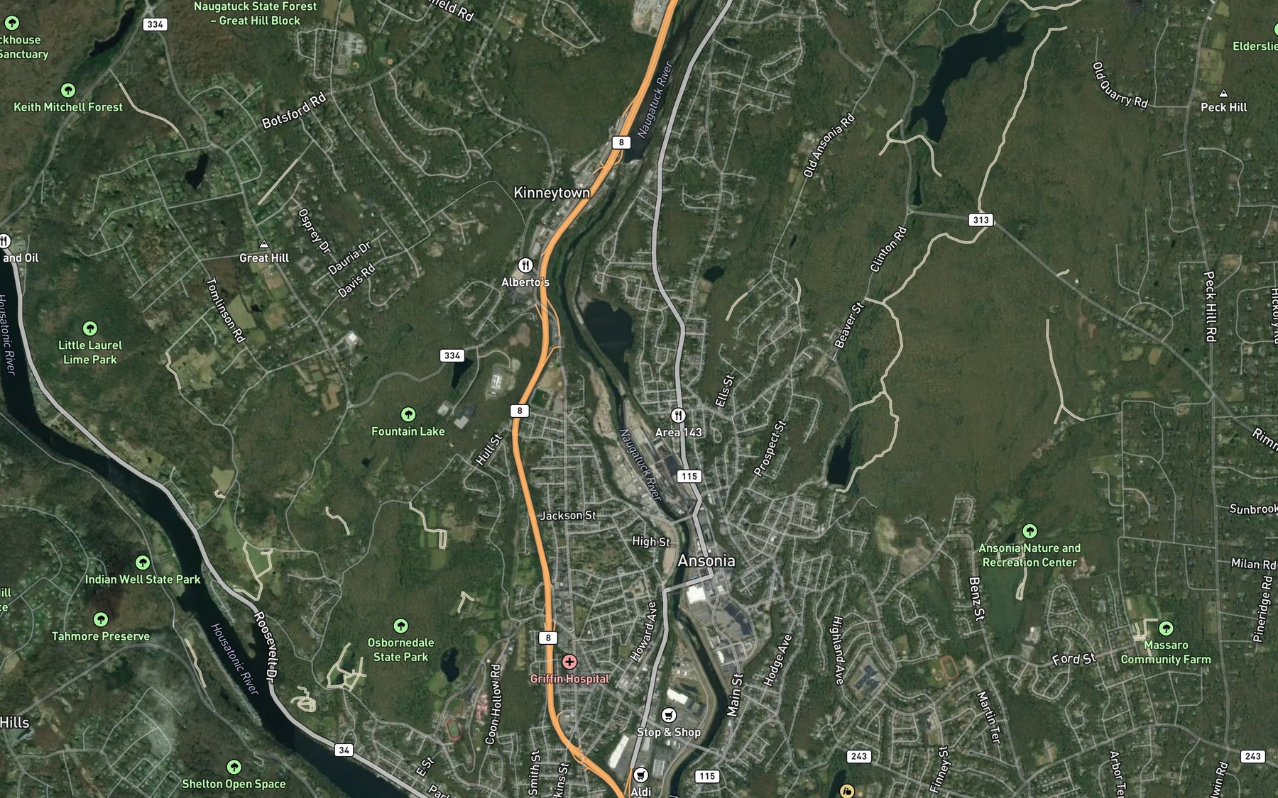 Satellite map of the Cone Pond
