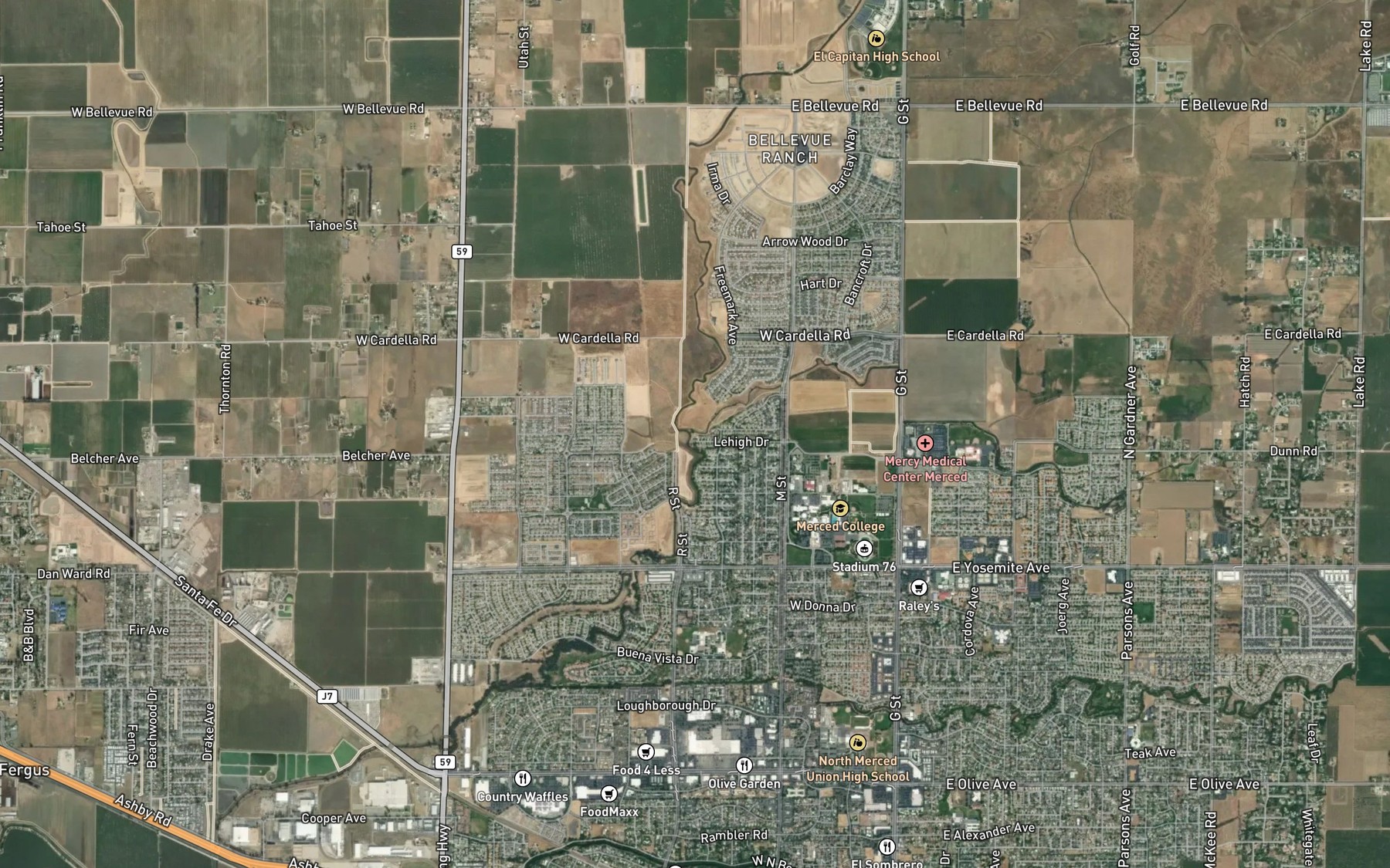 Satellite map of the Cottonwood Creek