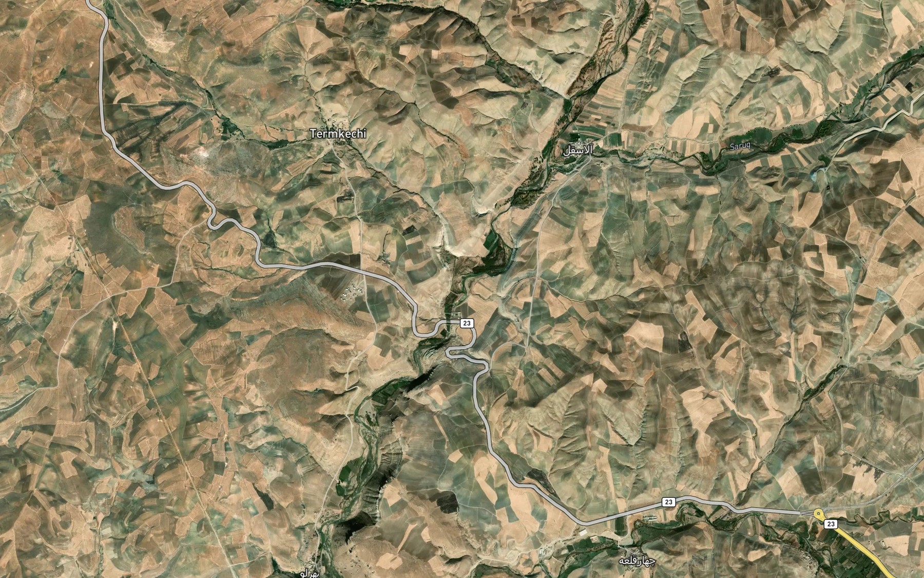 Satellite map of the Rudkhaneh-ye Cham-e Qarah Shir