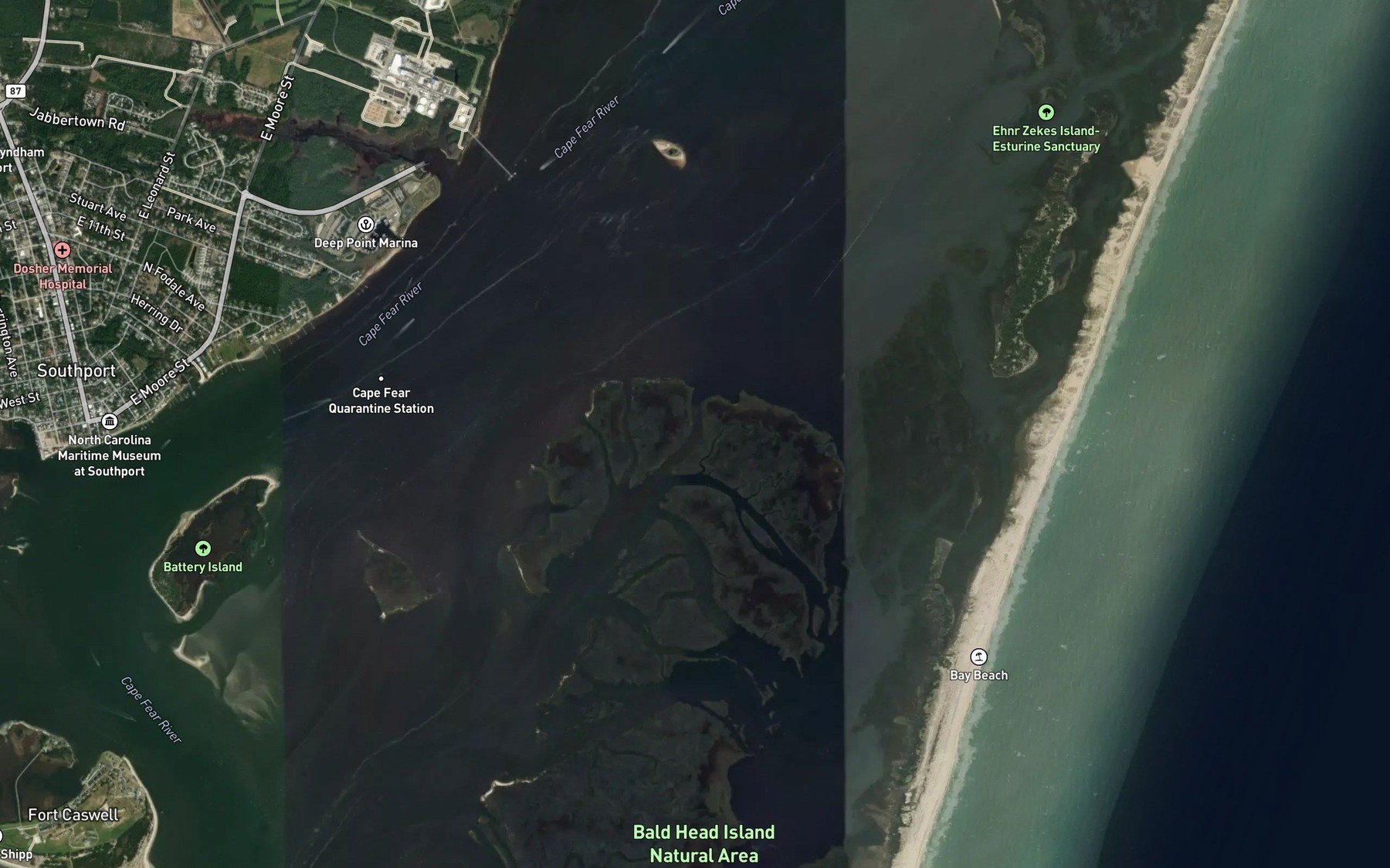 Satellite map of the Shellbed Creek