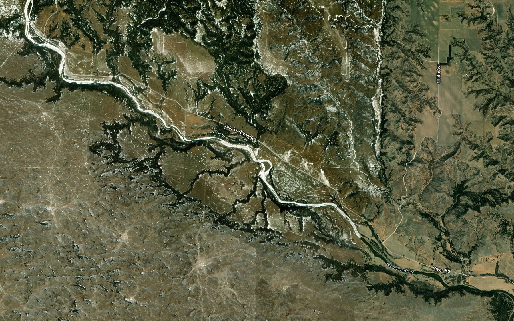 Satellite map of the Clapp Creek