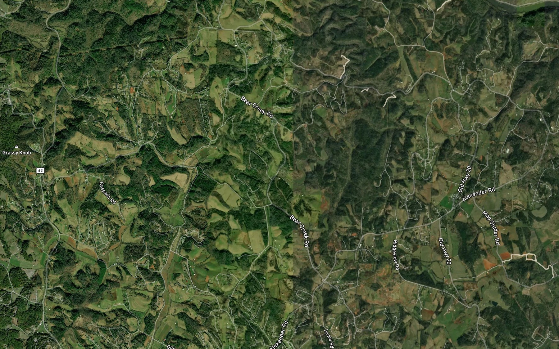Satellite map of the Martin Branch