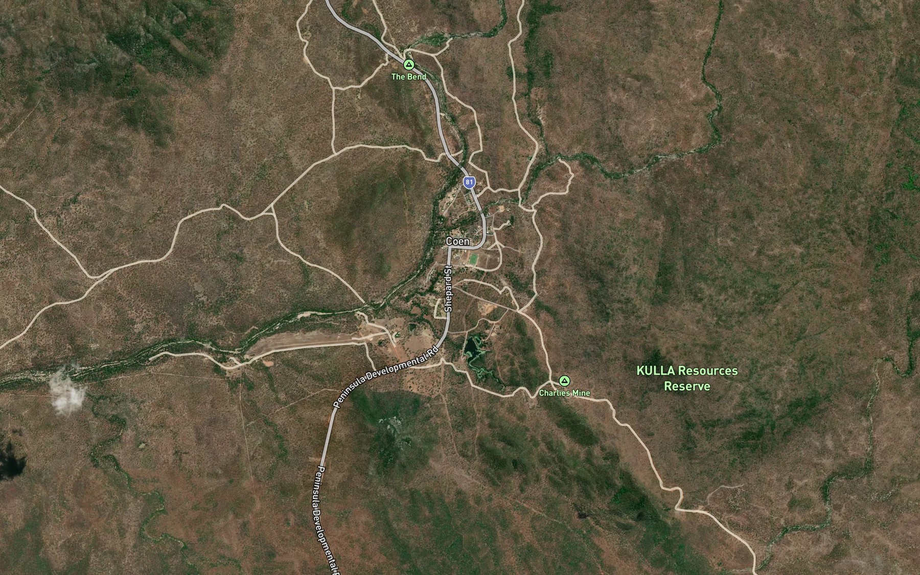 Satellite map of the Pandanus Creek