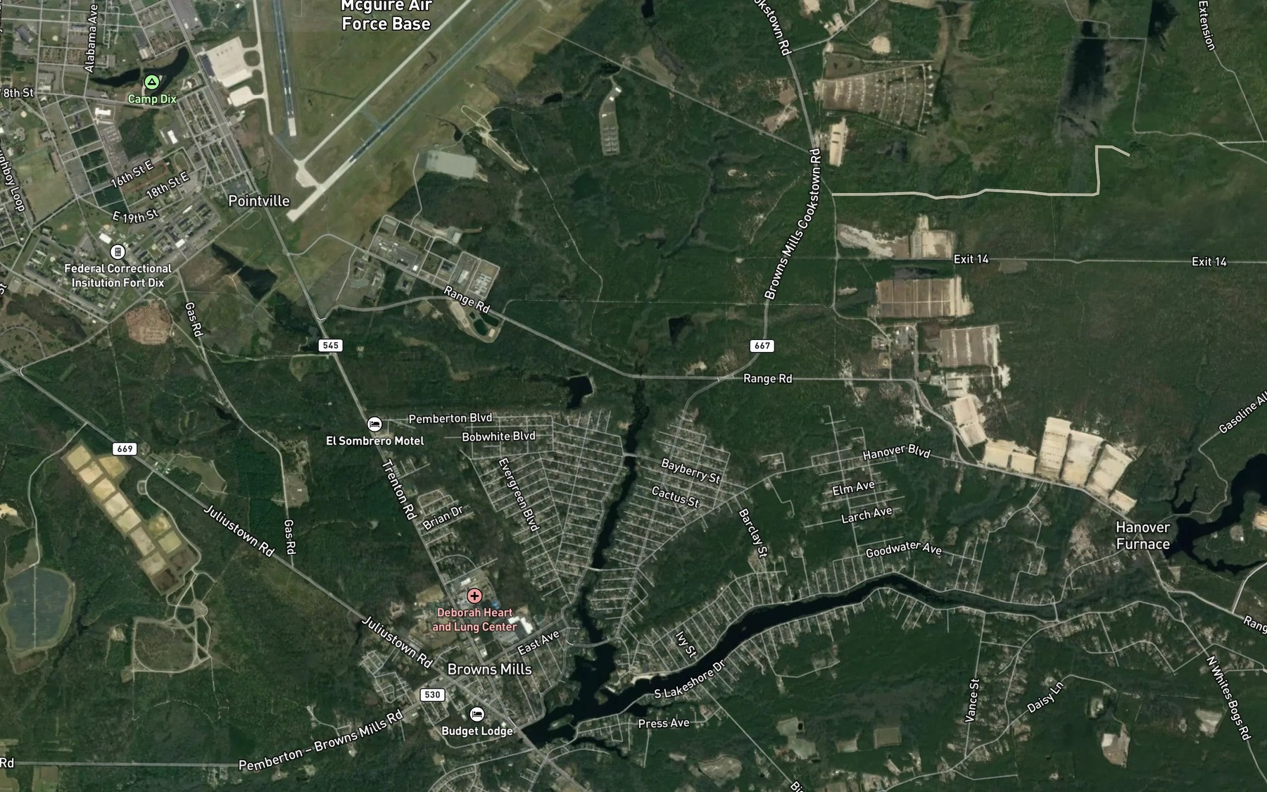 Satellite map of the Newbold Run