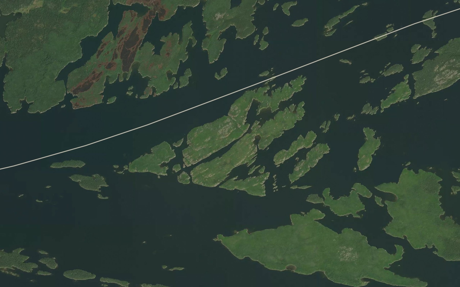 Satellite map of the Keekwahukayo Narrows