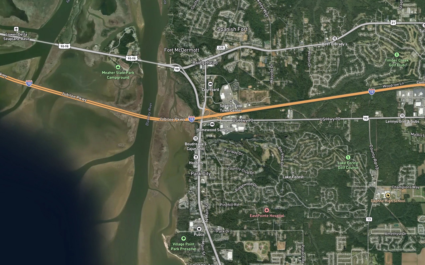 Satellite map of the Joes Branch