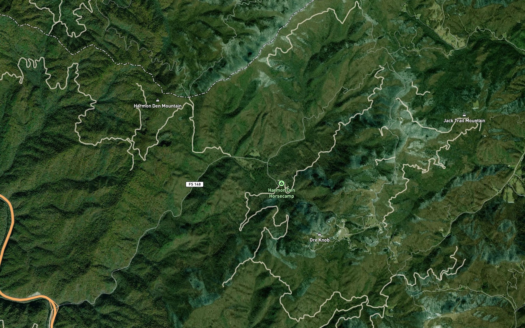 Satellite map of the Little Fall Branch