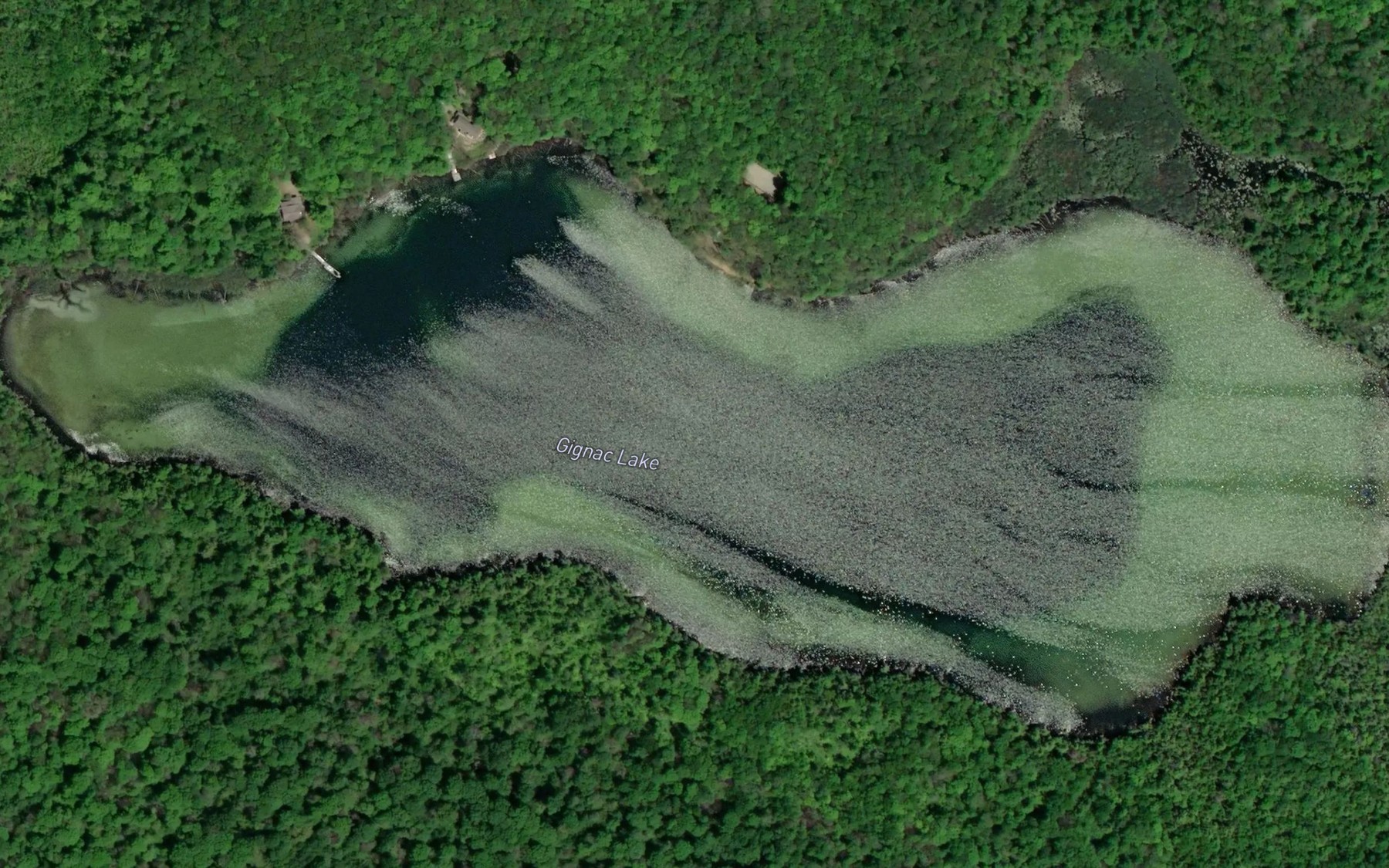 Satellite map of the Gignac Lake