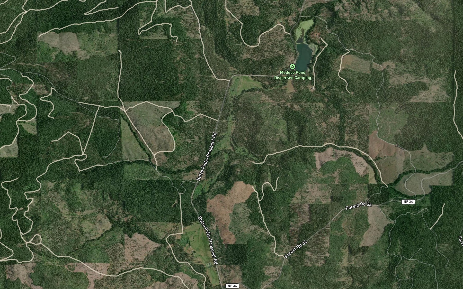 Satellite map of the Parsnip Creek