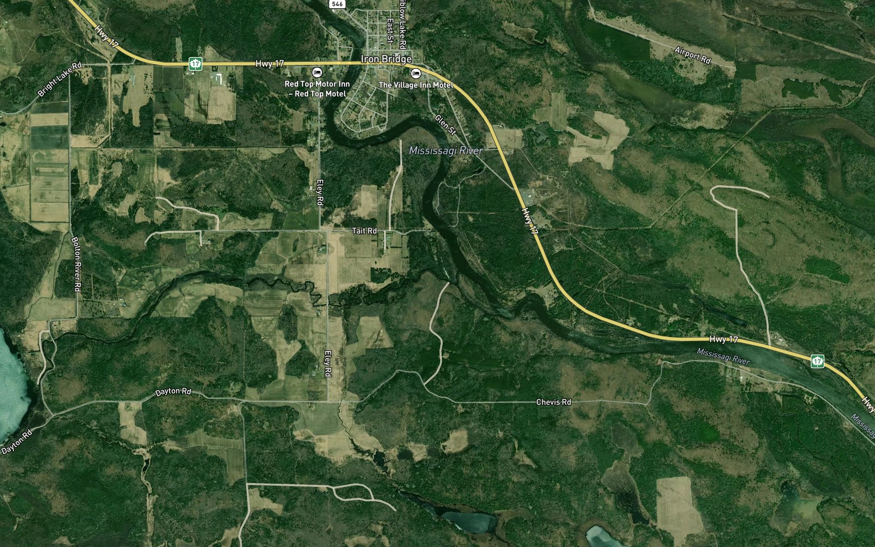 Satellite map of the Bolton River