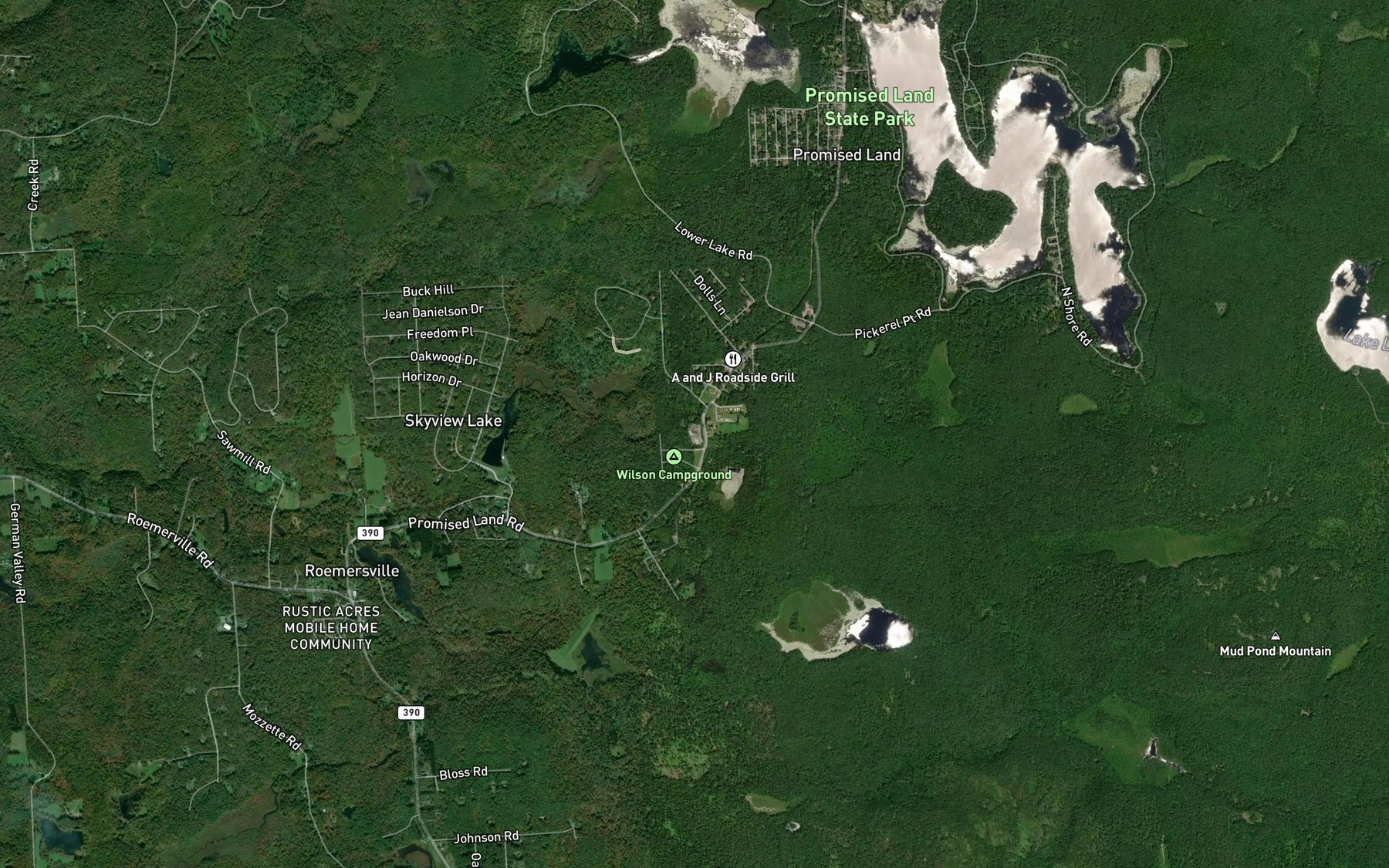 Satellite map of the Wilsons Swamp Pond