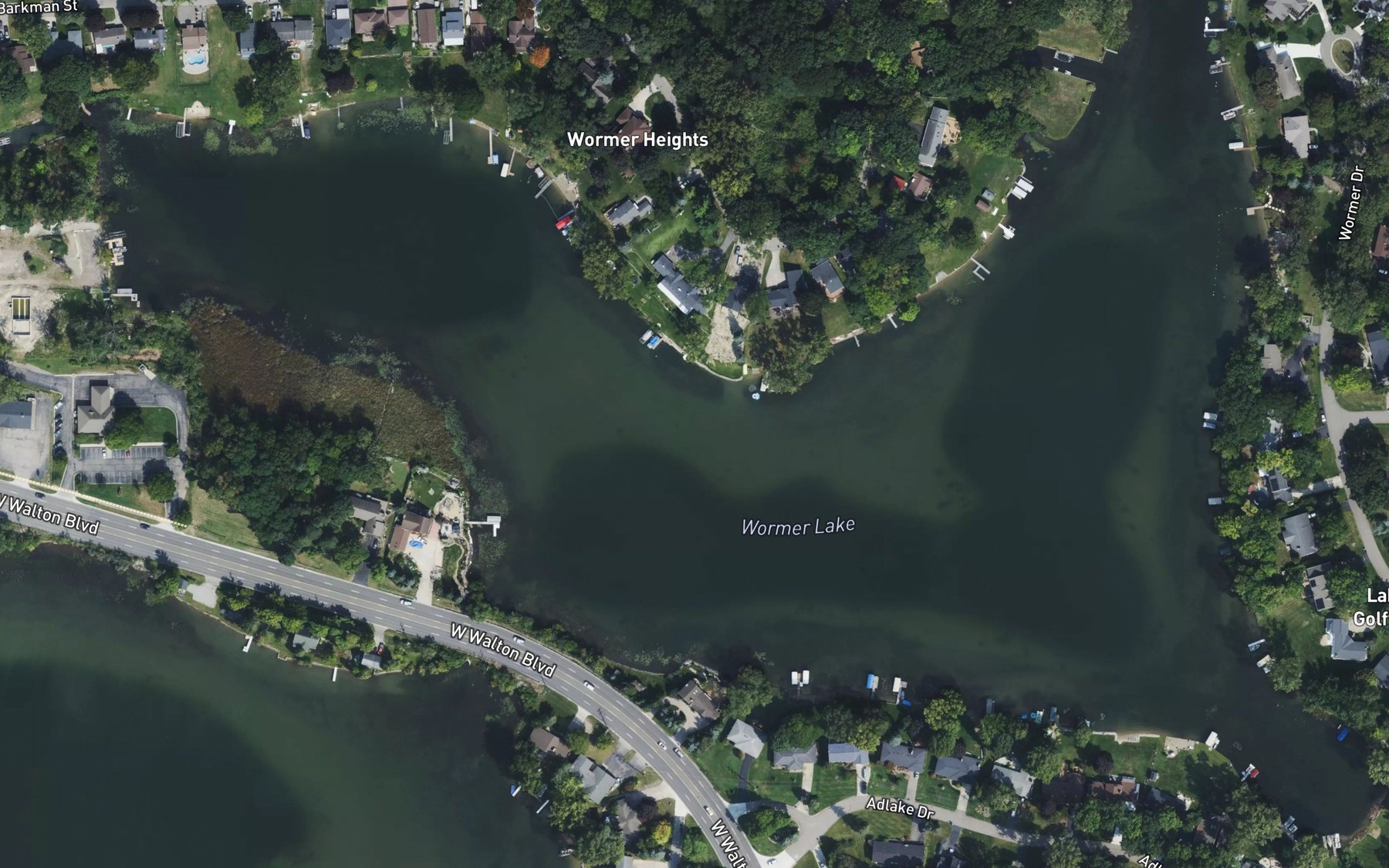 Satellite map of the Wormer Lake