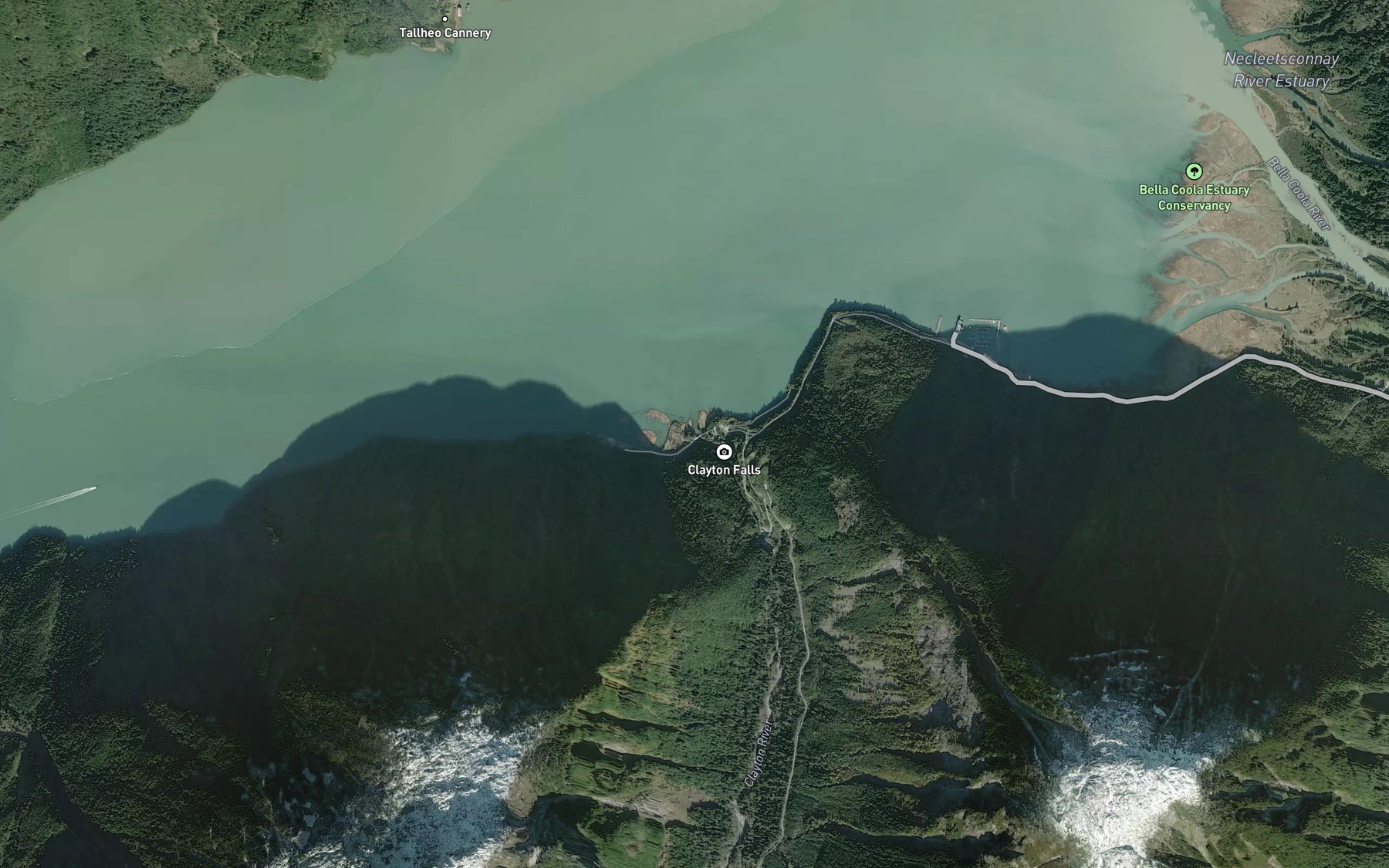 Satellite map of the Clayton Falls Creek