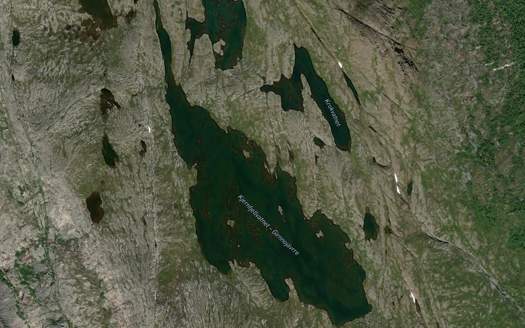 Satellite map of the Tjornfjellvatnet,store