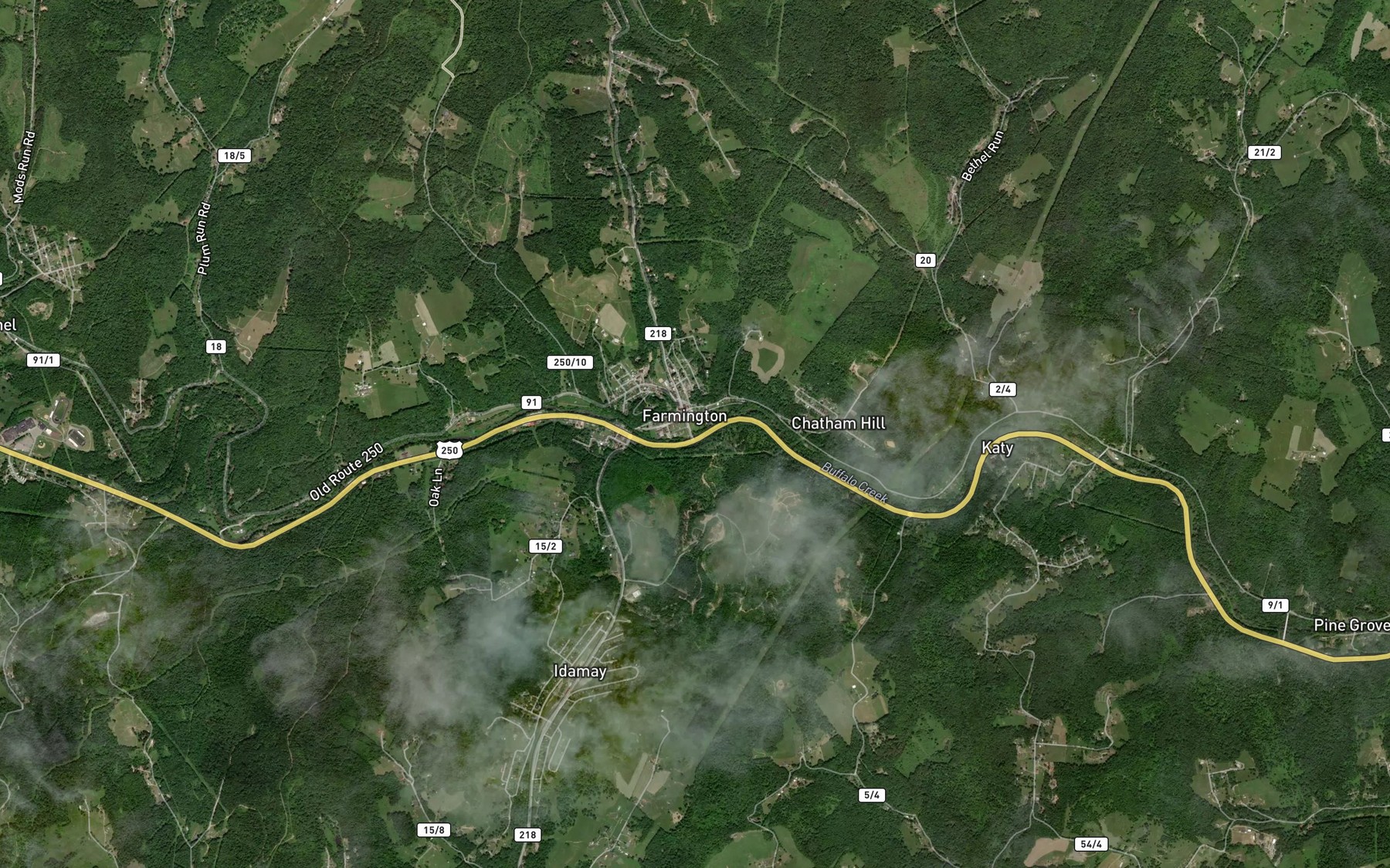 Satellite map of the Little Laurel Run