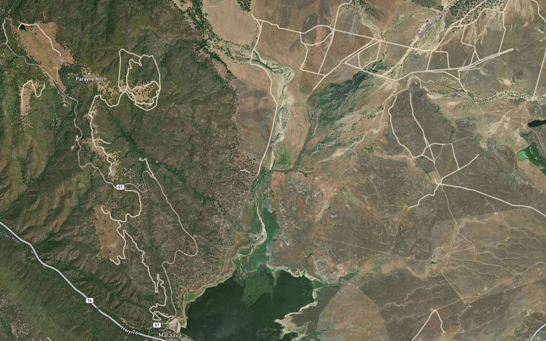 Satellite map of the West Fork San Luis Rey River