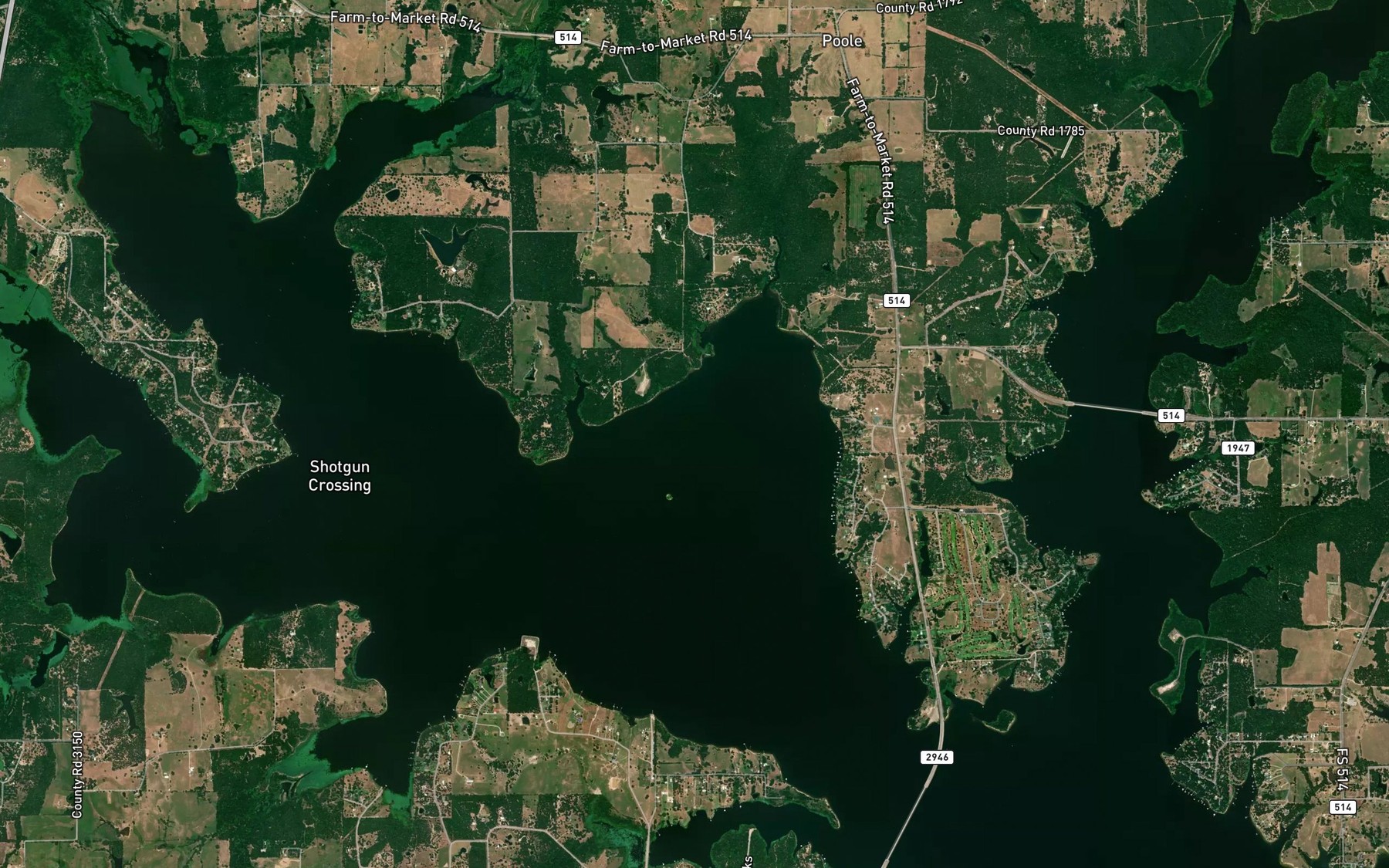 Satellite map of the White Oak Branch