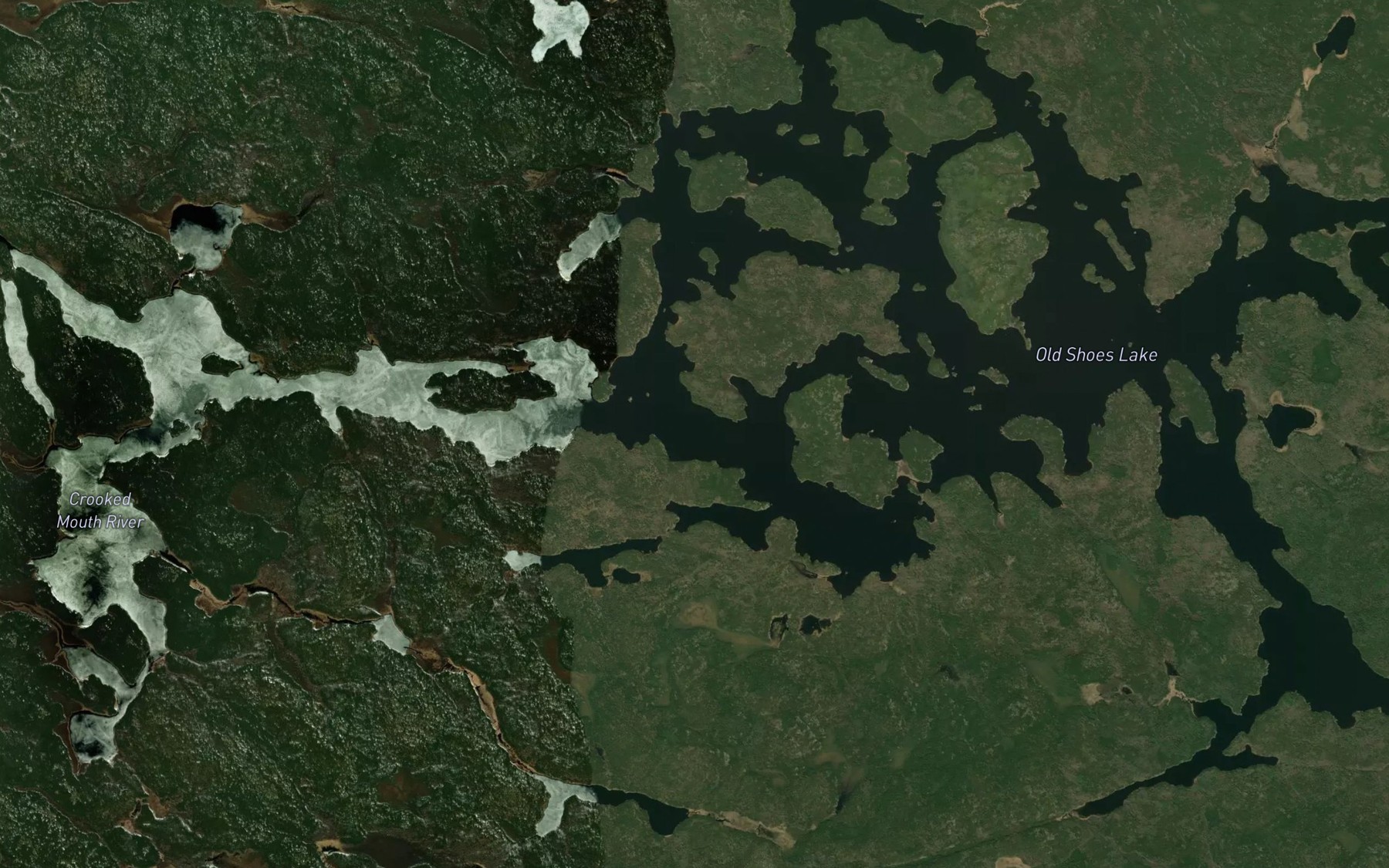 Satellite map of the Old Shoes Lake