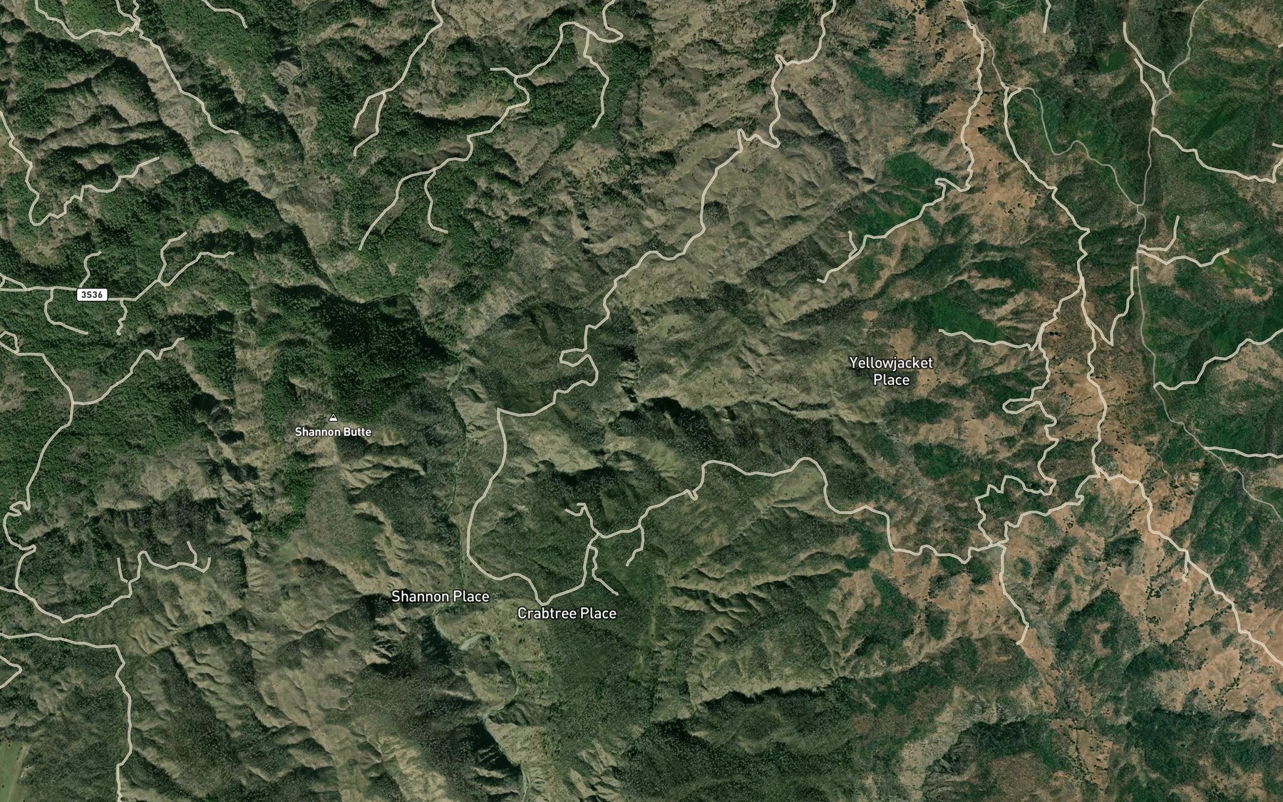 Satellite map of the Tub Creek