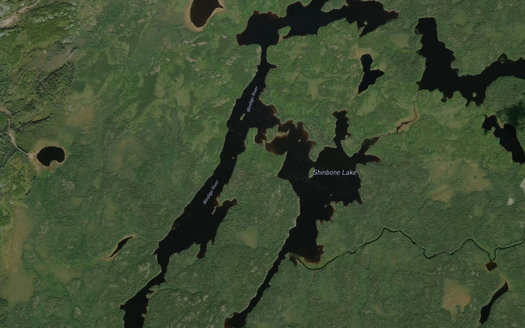 Satellite map of the Shinbone Lake