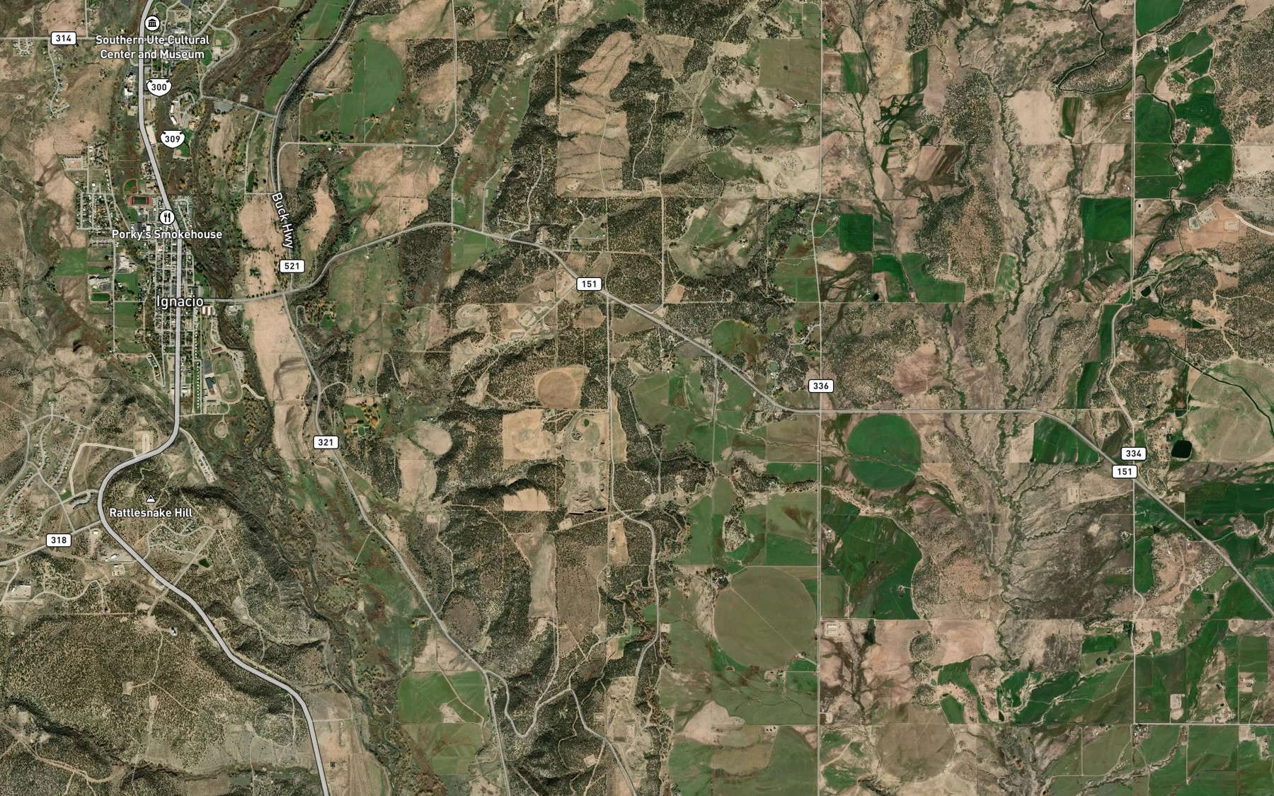 Satellite map of the West Lateral Spring Creek Extension Ditch
